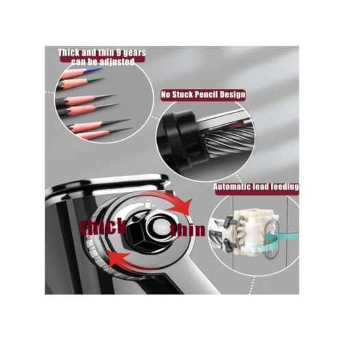 Professional Pencil Sharpener - Not Specified - Adjustable - 9 Adjustable Settings - Portable - Black 2