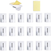 HO2NLE 20 pcs Adhesive Curtain Hooks for Curtain Rod, Self-Adhesive Curtain Hooks, No Drilling Required for Curtain Rods, d57