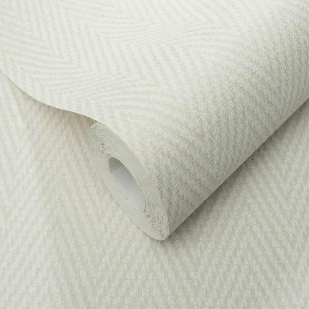 Cream Geometric Wallpaper Textured Woven Textile Effect Free Match Vinyl 5061103678379