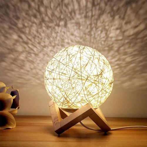 Rattan bedside lamp - HZDHCLH - Drop resistant - USB rechargeable - LED