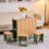 Living And Home Drop Leaf Dining Table Set with 4 Stools, Natural+Green 2