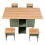 Living And Home Drop Leaf Dining Table Set with 4 Stools, Natural+Green 3