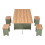 Living And Home Drop Leaf Dining Table Set with 4 Stools, Natural+Green 4