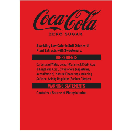 Coca-Cola Zero Sugar Soft Drink Cans, 24 x 330 mL 2