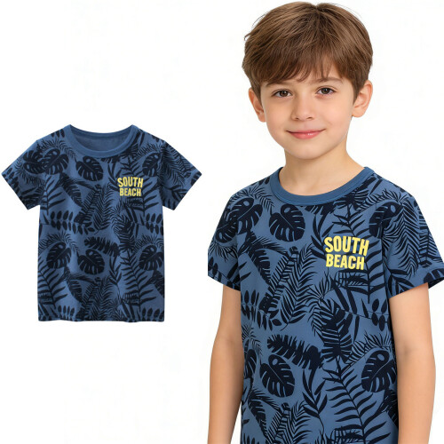 Breathable Short Sleeve Top Colorful Printed for-Blue  90cm 2