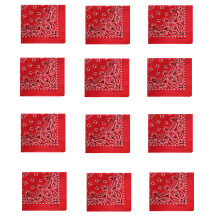 12Pieces Comfortable Square Bandana Head Scarf Dustproof-Red
