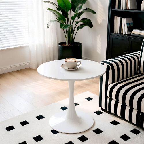 Living And Home Modern Tulip-Shaped Dining Table, White