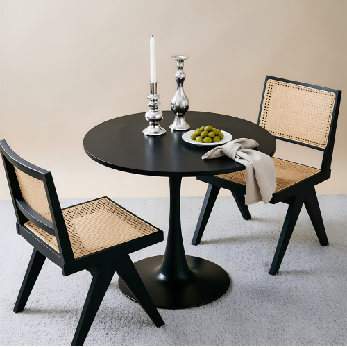 Living And Home Modern Tulip-Shaped Dining Table, Black 2