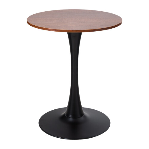 Living And Home Modern Tulip-Shaped Dining Table, Walnut+Black