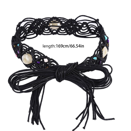 Ζώνη Cowgirl Tie με κερωμένο σχοινί και χάντρες 2