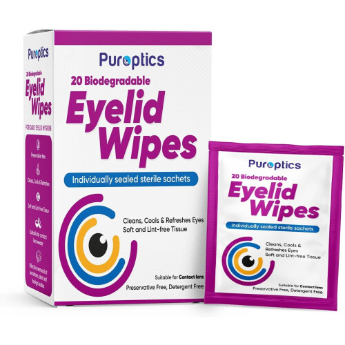 Blepharitis Eyelid Wipes Detergent Free 20 Pieces