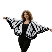 (White) 2026 Ladies' Fashionable Emperor Butterfly Cape Shawl Cardigan Knitted Decorative Shawl