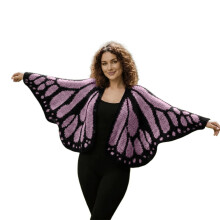 (Purple) 2026 Ladies' Fashionable Emperor Butterfly Cape Shawl Cardigan Knitted Decorative Shawl