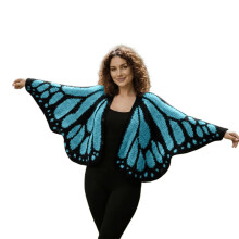 (Sky Blue) 2026 Ladies' Fashionable Emperor Butterfly Cape Shawl Cardigan Knitted Decorative Shawl