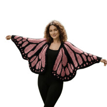 (Pink) 2026 Ladies' Fashionable Emperor Butterfly Cape Shawl Cardigan Knitted Decorative Shawl