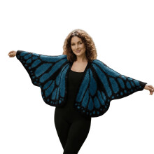 (Blue) 2026 Ladies' Fashionable Emperor Butterfly Cape Shawl Cardigan Knitted Decorative Shawl