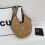 (Brown) Straw hollow vegetable basket bag 1