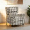 Living And Home Beige Grey Checkered Wingback Recliner Armchair 1