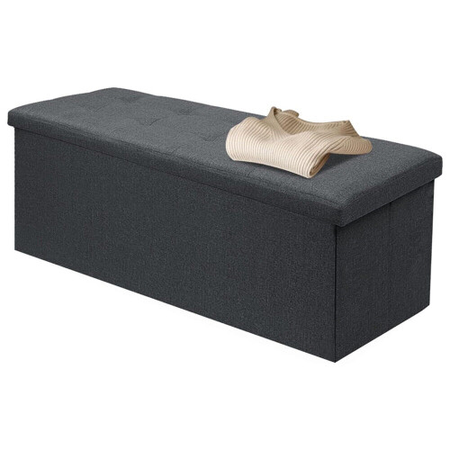 Folding Linen Storage Stool Fine Linen, Dark Grey