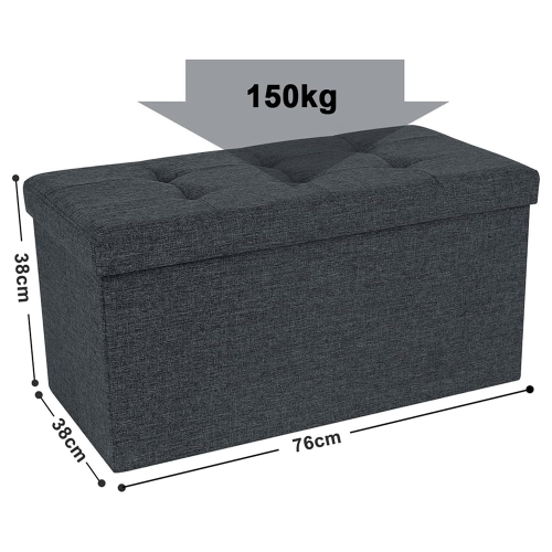 Folding Linen Storage Stool Fine Linen, Dark Grey 1