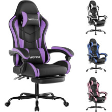 Gaming Chair with Footrest, Ergonomic Gaming Chair, Computer Chair with Lumbar Support, Head Rest, Height Adjustable