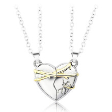 Couples Necklaces For Men Women Two Souls One Heart Pendant Necklaces Magnet  Silver