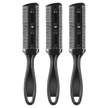 3pcs Hair Cutter Comb Double Side Haircut Scissors Metal Blade Razor Plastic Hair Comb Cutter