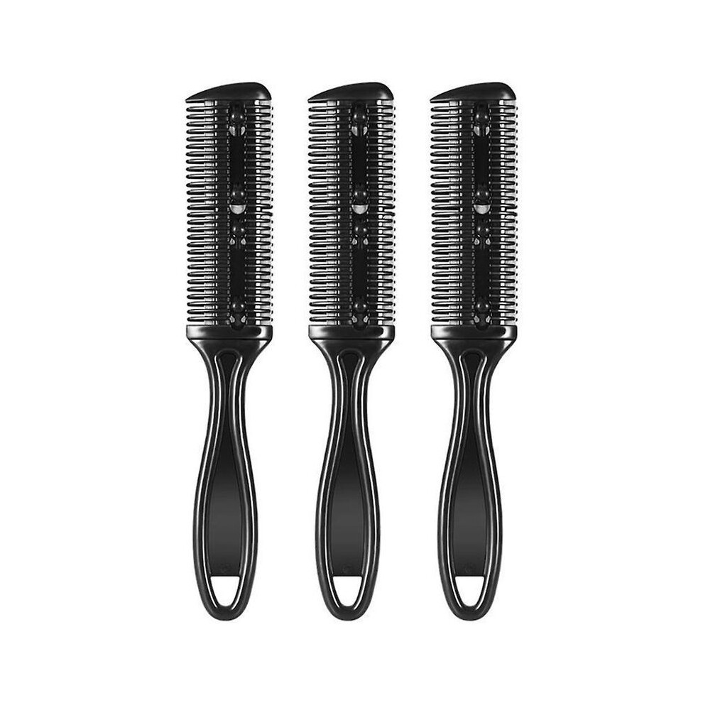 3pcs Hair Cutter Comb Double Side Haircut Scissors Metal Blade Razor Plastic Hair Comb Cutter