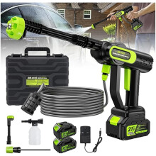 Cordless Pressure Washer 1500W, 6 in 1 Spray Nozzles Washer Gun 100 Bar 2 * 4.0 Battery 16.5Ft Hose Power Jet Washers for Washing Cars/Floor