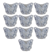 Quality Beaded Sewing Butterfly Applique Dress Patches-Blue
