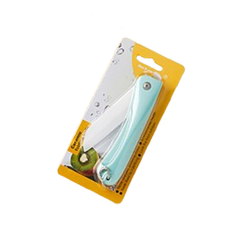 Pocket Folding Knife with Keychain, Ceramic Blade, Nordic Green Blue