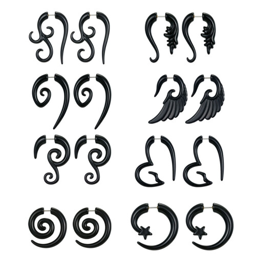 Σετ σκουλαρίκια με σπιράλ Tribal 16G – 8 ζευγάρια