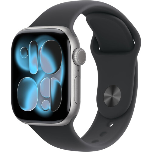 Apple Watch Series 11 GPS 42 mm Aluminium Space Grau MEQW4 S/M Schwarzes Sportarmband