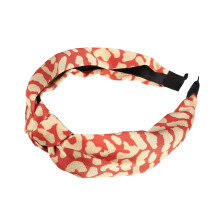Leopard Pattern Knotted Headband Women Red