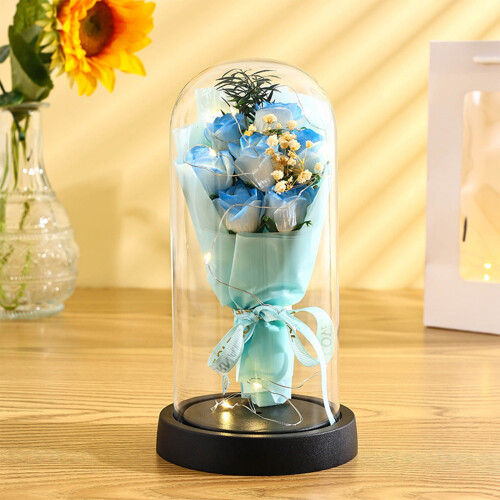 Preserved Rose Bouquet in Glass Dome with Light 2