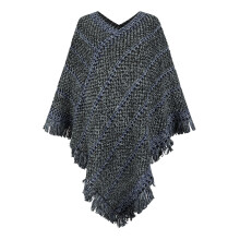 Donkergrijze gehaakte poncho/sjaal – één maat
