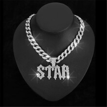 Colier cu pandantiv STAR pentru bărbați și femei, lanț cubanez de 15 mm