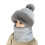 Pluche wintermuts en sjaalset voor dames, grijs, one size 1