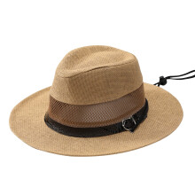Pălărie de soare Fedora din paie kaki pentru bărbați și femei