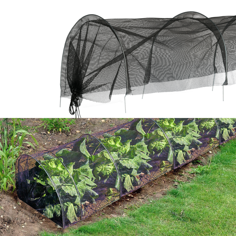 Kct 3M Garden Allotment Grow Tunnel Cloche Net Plant Cover Mesh Veg Protection Black