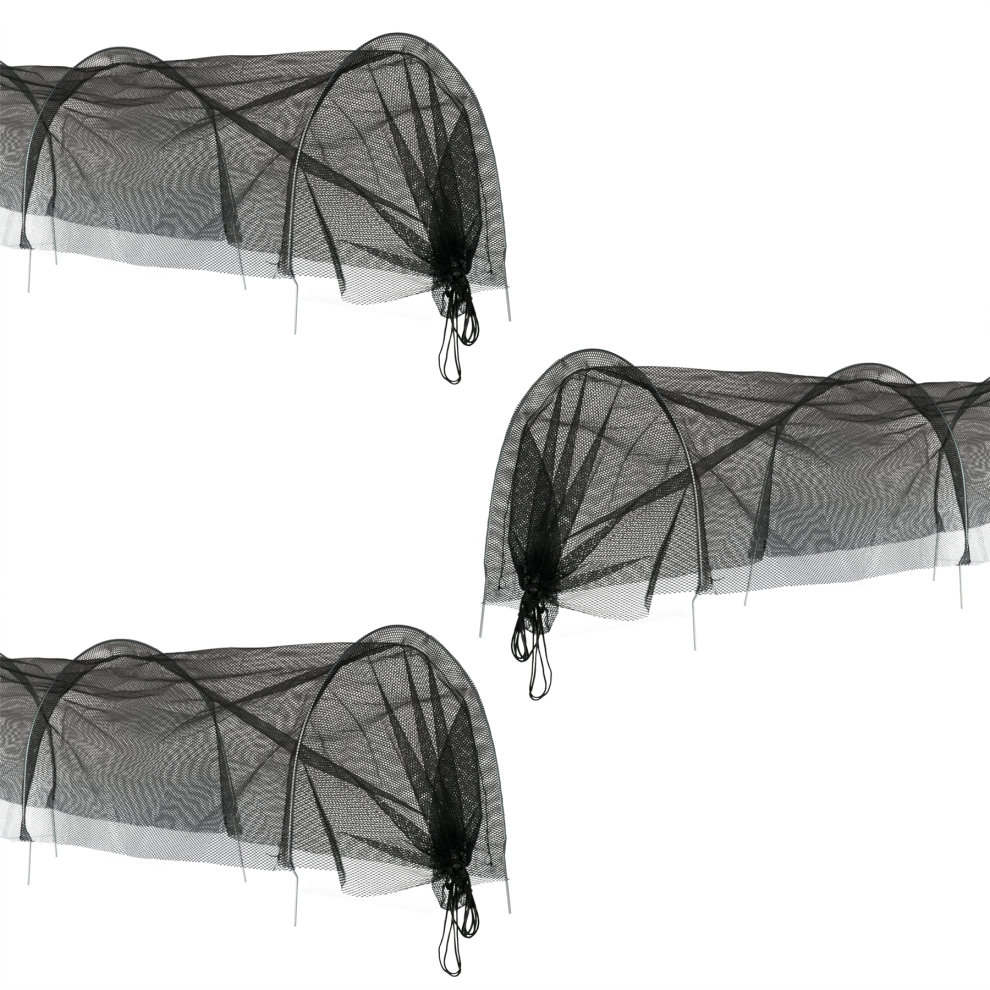 Kct 3 Pack 3M Garden Grow Tunnel Allotment Cloche Net Mesh Plant Cover Veg Protection Black