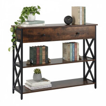 Console Table with Drawer - Industrial Style, Wood & Metal