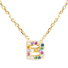 Collar Luxenter de Plata de Ley 925 con Circonita Multicolor acabado en oro amarillo de 18K - Alphabet
