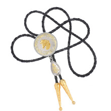 Fashionable Western Cowboy Bolo Tie Adjustable PU Leather-D