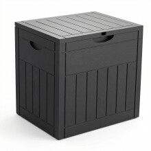 VOUNOT 126L Outdoor Storage Box with Lid, Lockable Deck Box, Black