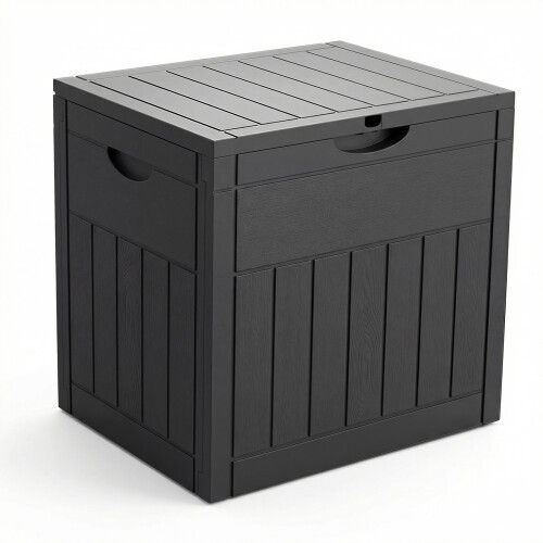 VOUNOT 126L Outdoor Storage Box with Lid, Lockable Deck Box, Black