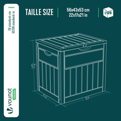 VOUNOT 126L Outdoor Storage Box with Lid, Lockable Deck Box, Black 1