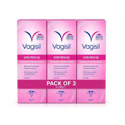 3x Vagisil 24 Hour Odour Protection Ultra Fresh Gel Exp 07/2026