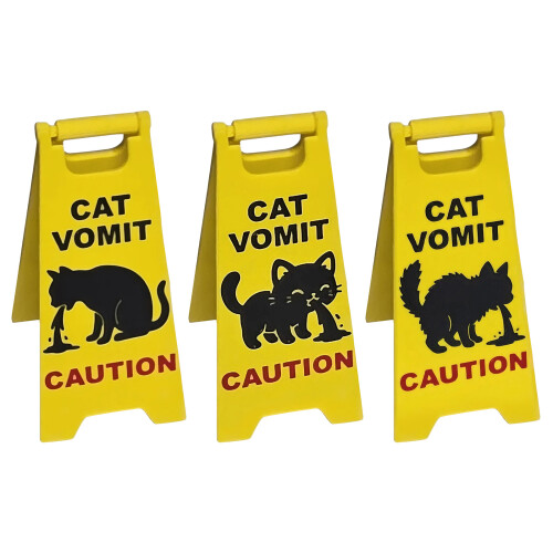 1Pc Funny Cats Vomit Caution Signs Humorous Double-Sided-B 1