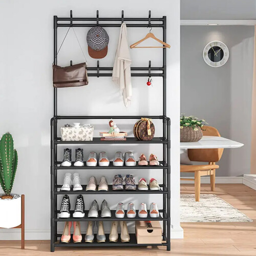 Living And Home (5-Tier, 80cm W) Black Shoe Rack Clothes Hanger 1